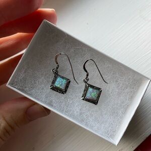 Boho Sterling Manmade Opal Earings